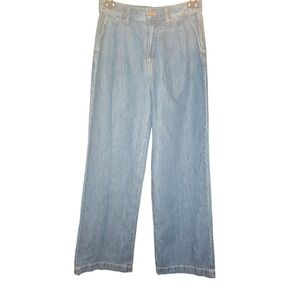 Madewell Baggy Straight Jeans Medium Wash Blue Pleated High Rise Denim NL203 27